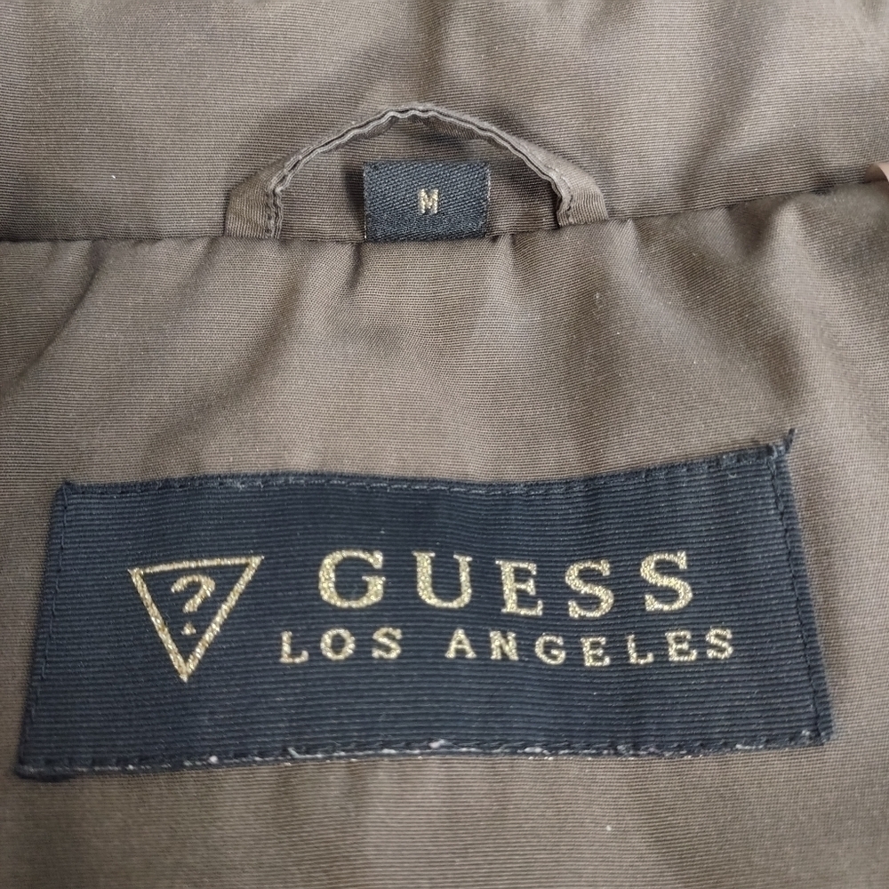 Guess Women's Olive Green Parka Coat Faux Fur Removable Hood Size Medium - Picture 13 of 14